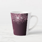 Burgundy Pink Glitzer Namenskript Milchtasse (Rechts)