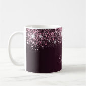 Burgundy Pink Glitzer Staubname Skript Kaffeetasse (Links)