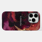 Burgundy Pink Gold Floral Case-Mate iPhone Hülle (Rückseite (Horizontal))
