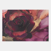 Burgundy Pink Gold Floral Geschenkpapier Set (Vorderseite)