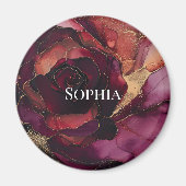 Burgundy Pink Gold Floral Magnet (Vorne)