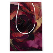 Burgundy Pink Gold Floral Mittlere Geschenktüte (Vorderseite)