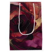 Burgundy Pink Gold Floral Mittlere Geschenktüte (Rückseite)