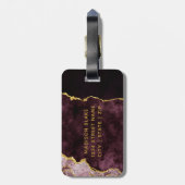Burgundy Pink Gold Foil Agate Marble Trauzeugin Gepäckanhänger (Rückseite vertikal)