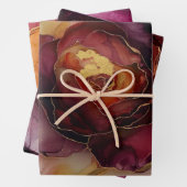 Burgundy Pink Gold Rose Blumenfloral Brautparty Geschenkpapier Set (Beispiel)