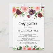 Burgundy Pink Lila Frühling Blumenbestätigung Einladung (Vorderseite)