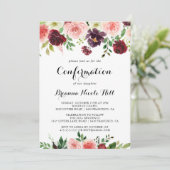 Burgundy Pink Lila Frühling Blumenbestätigung Einladung (Stehend Vorderseite)