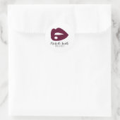 Burgundy Pink Lips Design Make-up Künstler Runder Aufkleber (Tasche)