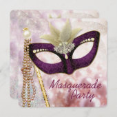 Burgundy Pink Masquerade Party Einladung (Vorne/Hinten)