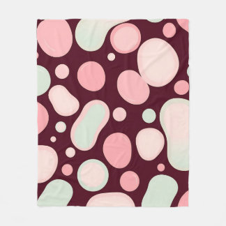 Burgundy Pink Mint Organic Blob Pattern Abstract Fleecedecke