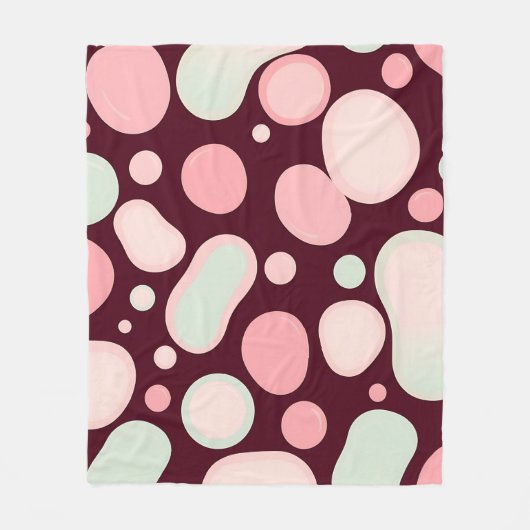 Burgundy Pink Mint Organic Blob Pattern Abstract Fleecedecke (Vorderseite)