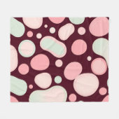 Burgundy Pink Mint Organic Blob Pattern Abstract Fleecedecke (Vorderseite (Horizontal))