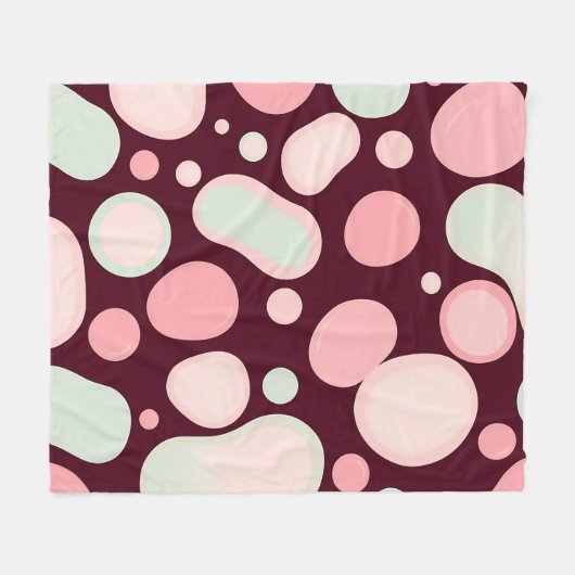 Burgundy Pink Mint Organic Blob Pattern Abstract Fleecedecke (Vorderseite (Horizontal))