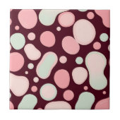 Burgundy Pink Mint Organic Blob Pattern Abstract Fliese (Vorderseite)