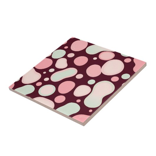 Burgundy Pink Mint Organic Blob Pattern Abstract Fliese (Seite)