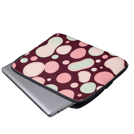 Burgundy Pink Mint Organic Blob Pattern Abstract Laptopschutzhülle (Vorne Knopf)