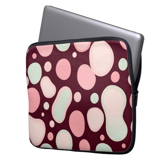 Burgundy Pink Mint Organic Blob Pattern Abstract Laptopschutzhülle (Vorderseite Links)