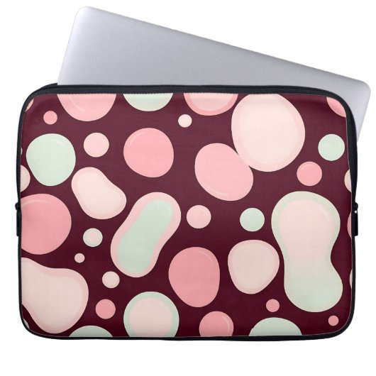 Burgundy Pink Mint Organic Blob Pattern Abstract Laptopschutzhülle (Vorderseite)