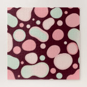 Burgundy Pink Mint Organic Blob Pattern Abstract Puzzle (Horizontal)