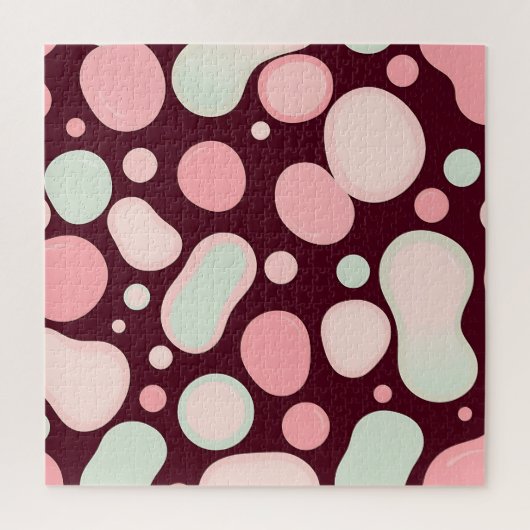 Burgundy Pink Mint Organic Blob Pattern Abstract Puzzle (Vertikal)