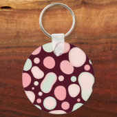 Burgundy Pink Mint Organic Blob Pattern Abstract Schlüsselanhänger (Rückseite)