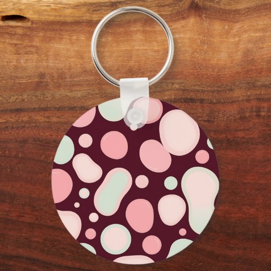 Burgundy Pink Mint Organic Blob Pattern Abstract Schlüsselanhänger (Rückseite)