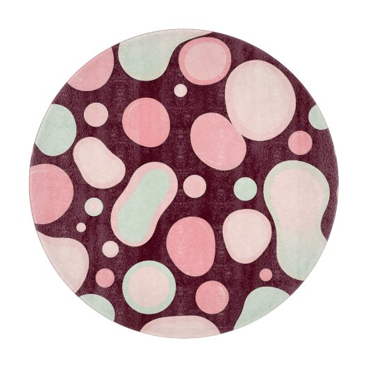 Burgundy Pink Mint Organic Blob Pattern Abstract Schneidebrett (Vorderseite)