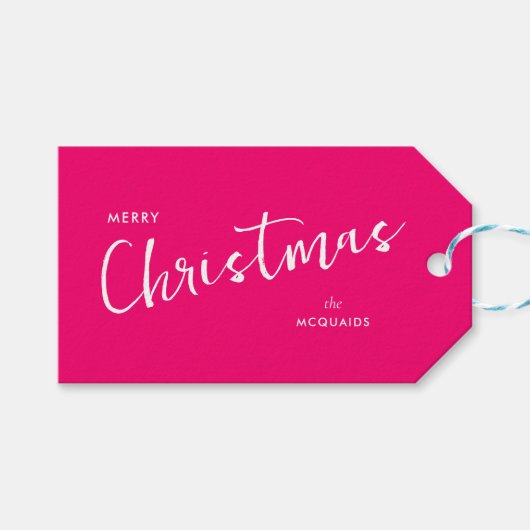 Burgundy Pink Modern Geometric Christmas Geschenkanhänger (Vorderseite (Horizontal))