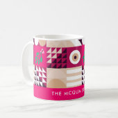 Burgundy Pink Modern Geometric Christmas Kaffeetasse (Vorderseite Links)