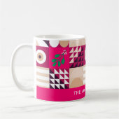 Burgundy Pink Modern Geometric Christmas Kaffeetasse (Links)