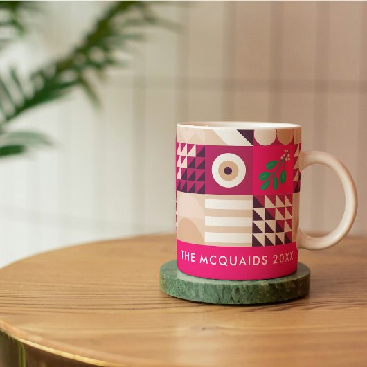 Burgundy Pink Modern Geometric Christmas Kaffeetasse