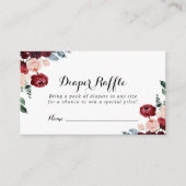 Burgundy Pink Navy Floral Diaper Raffel Ticket Begleitkarte (Vorderseite)