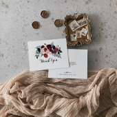 Burgundy Pink Navy Floral Flat Wedding Dankeskarte