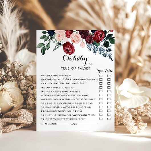 Burgundy Pink Navy Floral Oh Baby Shooting Game