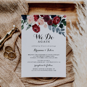 Burgundy Pink Navy Floral wir tun wieder einmal ei Einladung