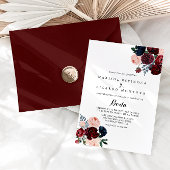 Burgundy Pink Navy Spanische Hochzeit mit Flora Einladung