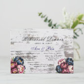 Burgundy Pink Peony Probe Dinner Einladung (Stehend Vorderseite)