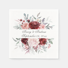 Burgundy Pink Personalisierte Drehschrift Wedding  Serviette