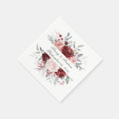 Burgundy Pink Personalisierte Drehschrift Wedding Serviette (Ecke)