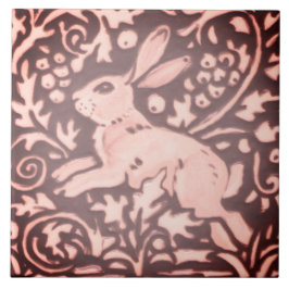 Burgundy Pink Rabbit Floral Foliage Holz Dekoratio Fliese