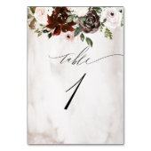 Burgundy Pink Rose Aquarell Floral Nr. 1 Hochzeit Tischnummer (Rückseite)