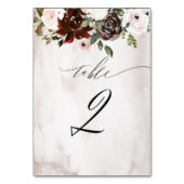 Burgundy Pink Rose Aquarell Floral Nr. 2 Hochzeit Tischnummer (Vorderseite)