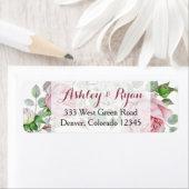 Burgundy Pink Rose Floral Wedding Address Labels (Insitu)