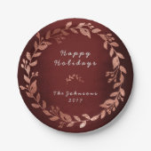 Burgundy Pink Rose Gold Grau Weihnachten Pappteller (Vorderseite)