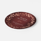 Burgundy Pink Rose Gold Grau Weihnachten Pappteller (Schrägansicht)