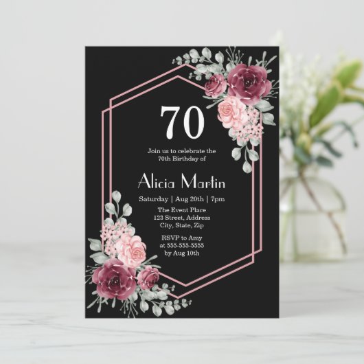 Burgundy Pink Rose Grüne Weinroute Mendrisiotto Einladung (Stehend Vorderseite)