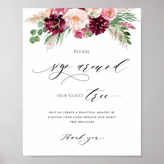 Burgundy Pink Sign um unser Gästebuchzeichen Poster (Vorne)