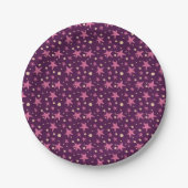 Burgundy Pink Stars Gelbe Sonnen Weltraumpattern G Pappteller (Vorderseite)