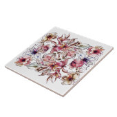 Burgundy Pink und Blue Floral Garland Wasserfarbe Fliese (Seite)