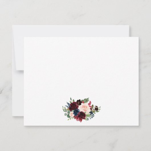 Burgundy Pink Wasserfarbe Personalisiert Mitteilungskarte (Rückseite)